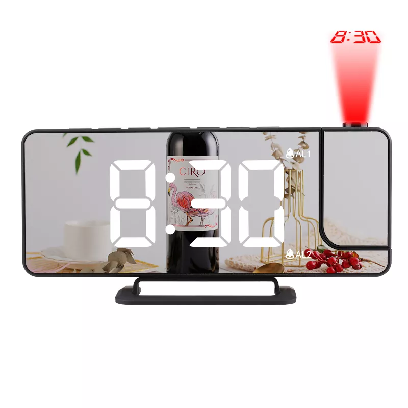 ساعة منبه بمرآة LED