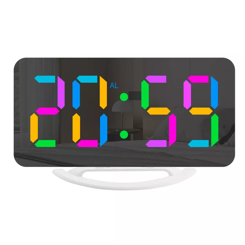 LED RGB اللون عرض مكتب مرآة المنبه